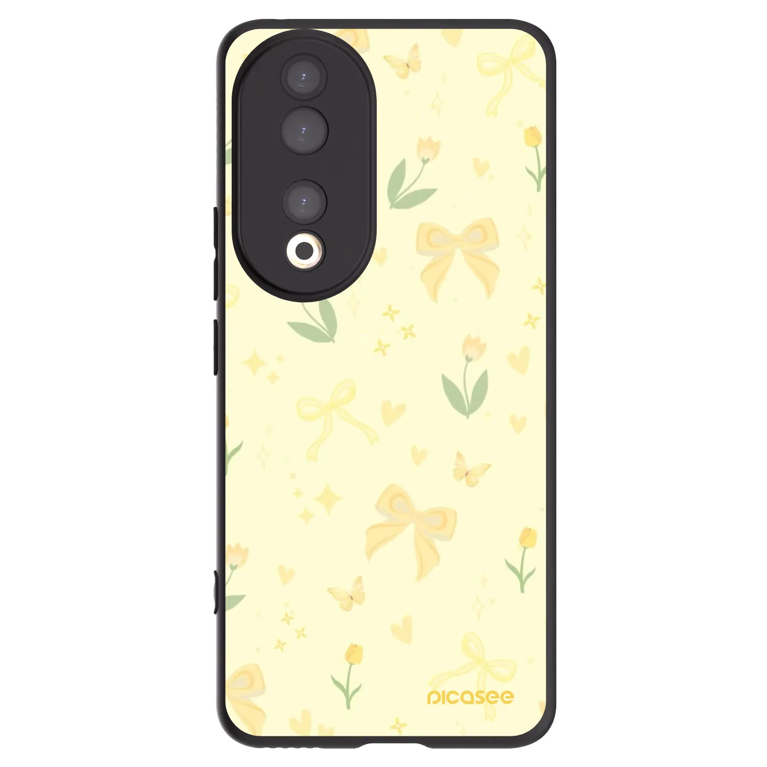 Picasee silikonowe czarne etui na Honor 90 5G - Honey Blossom