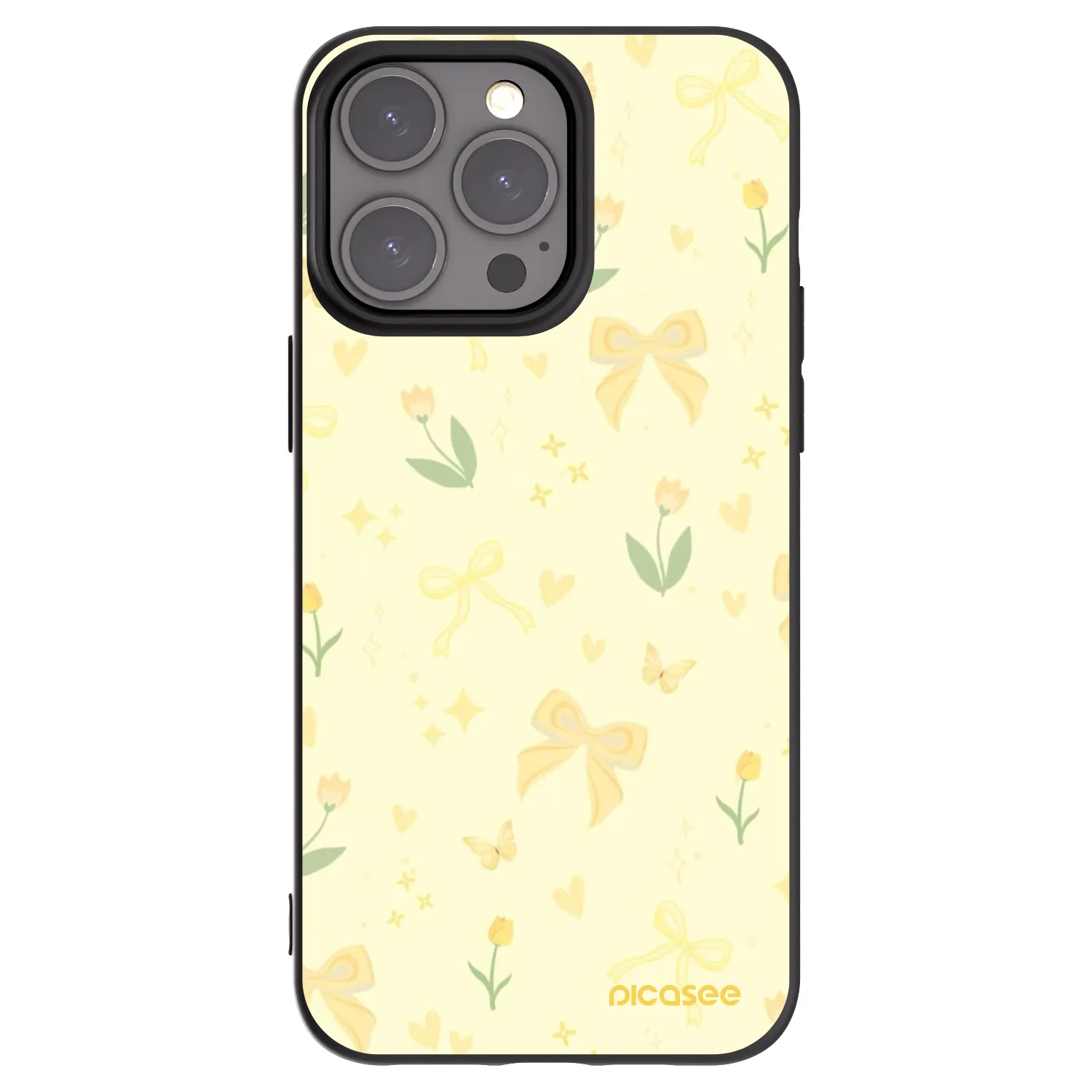 Picasee silikonowe czarne etui na Apple iPhone 15 Pro Max - Honey Blossom