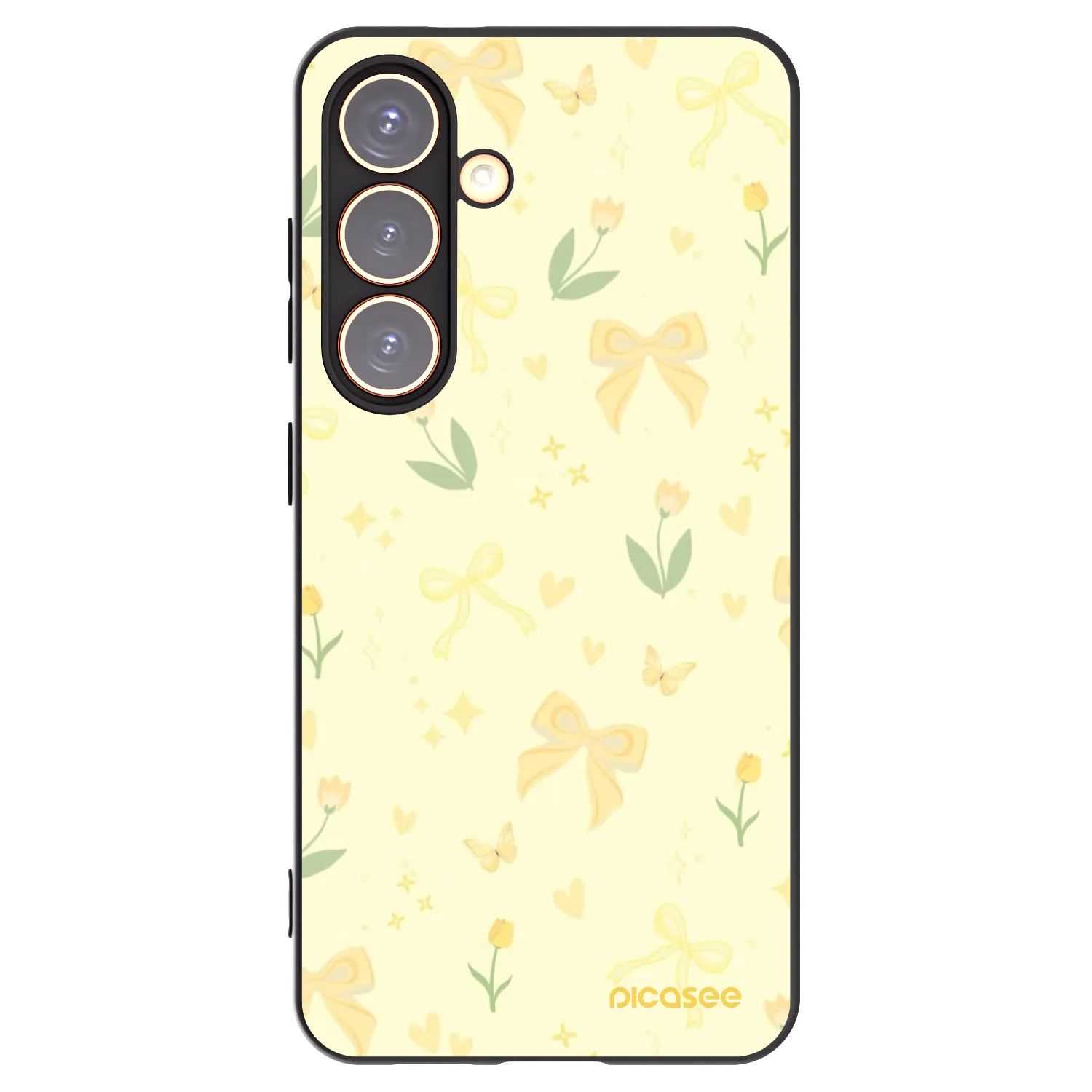 Picasee silikonowe czarne etui na Samsung Galaxy S24 S921B 5G - Honey Blossom