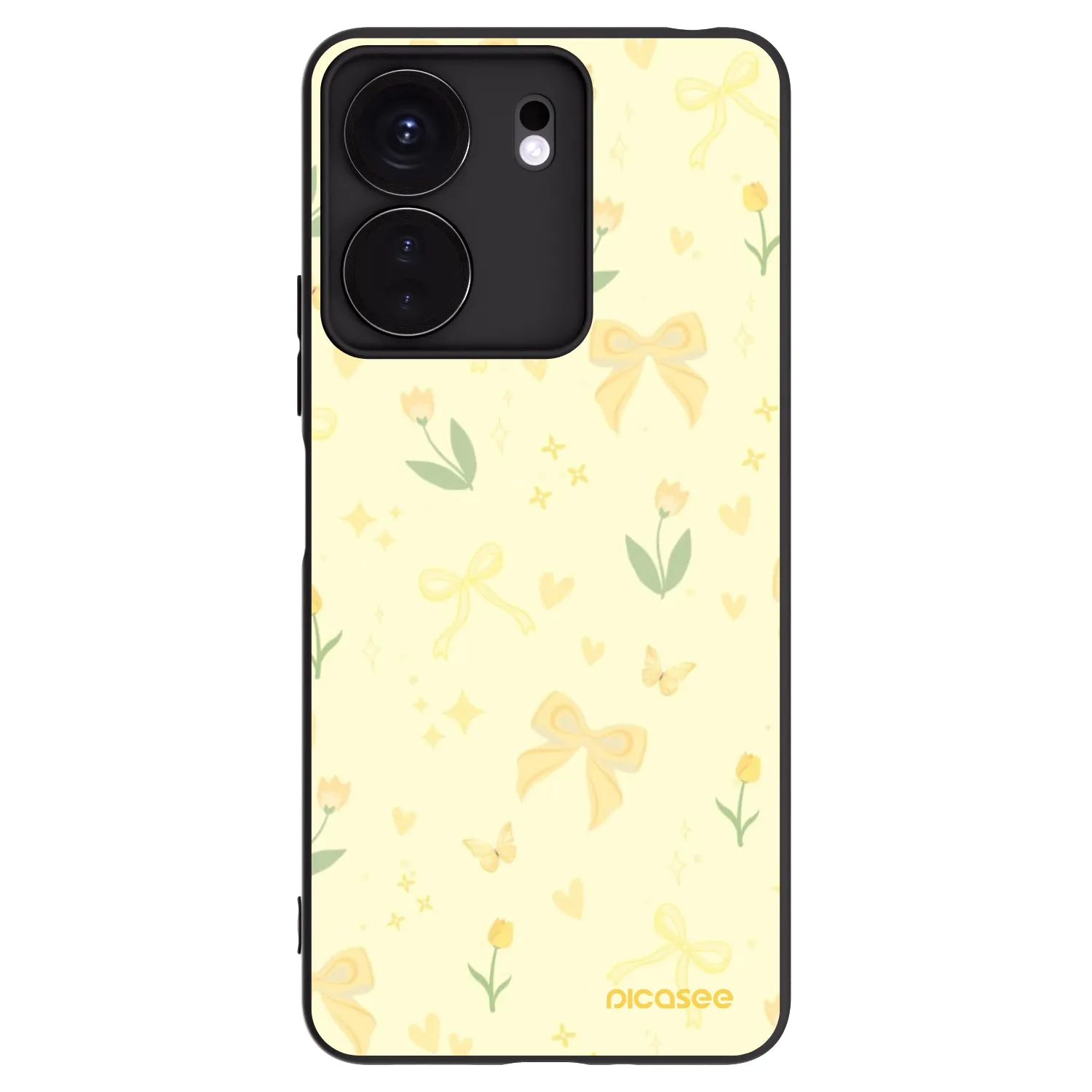 Picasee silikonowe czarne etui na Xiaomi Redmi 13C 4G - Honey Blossom