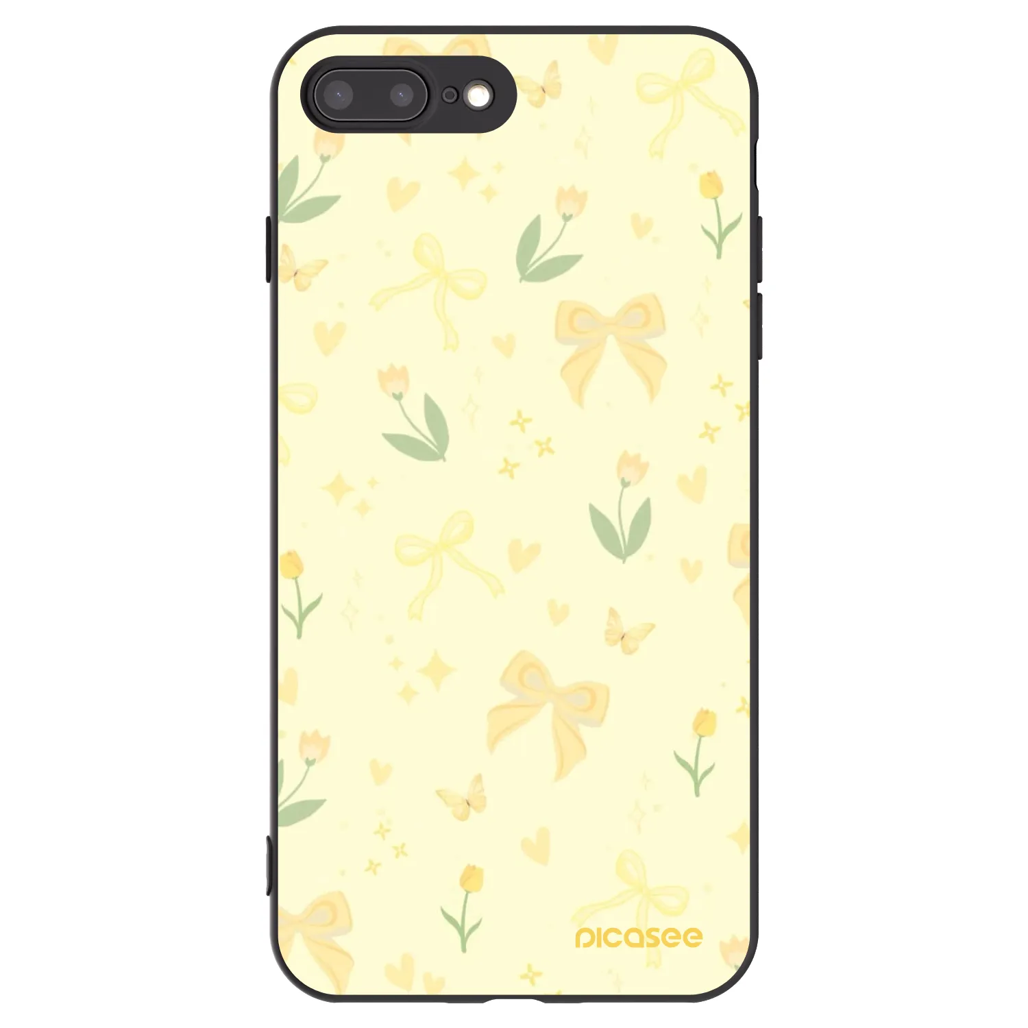 Picasee silikonowe czarne etui na Apple iPhone 8 Plus - Honey Blossom