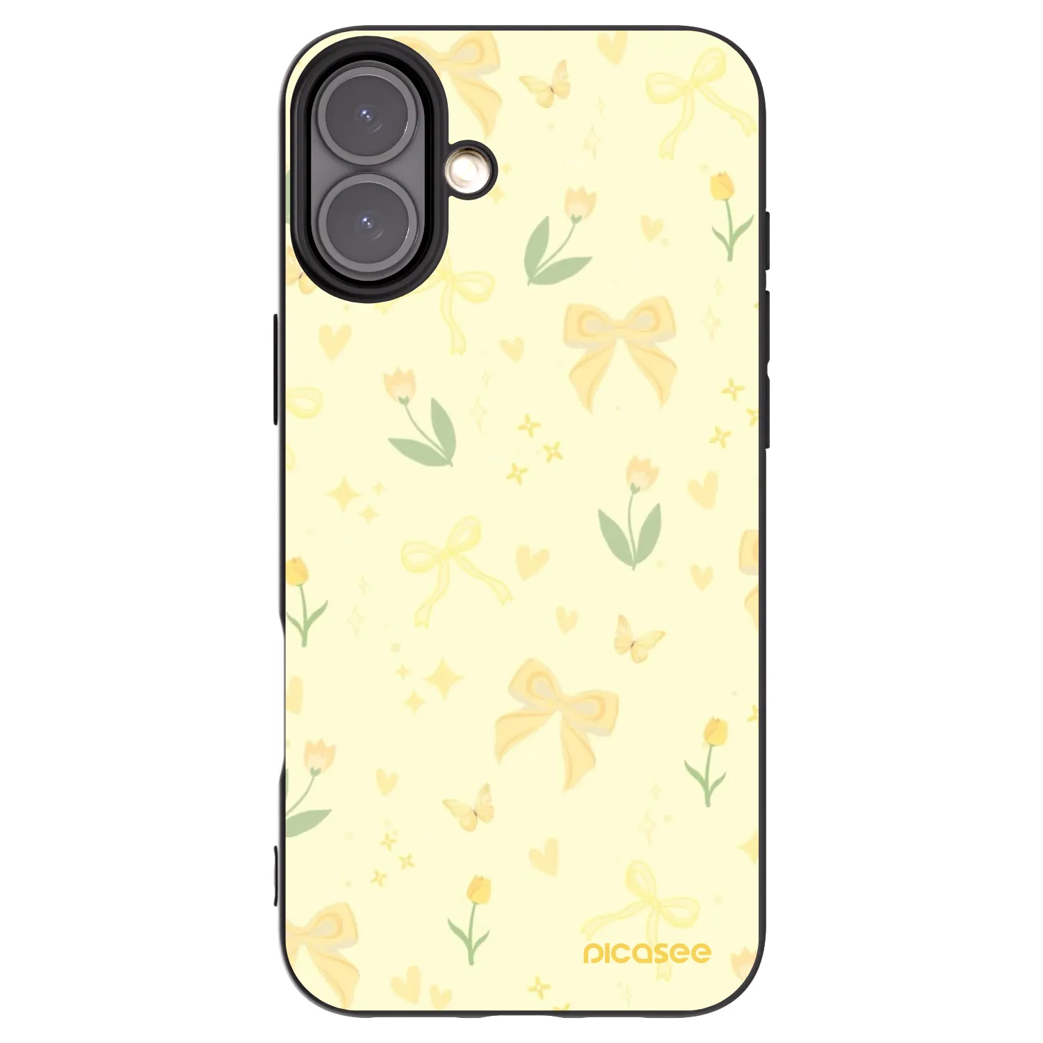 Picasee silikonowe czarne etui na Apple iPhone 16 Plus - Honey Blossom