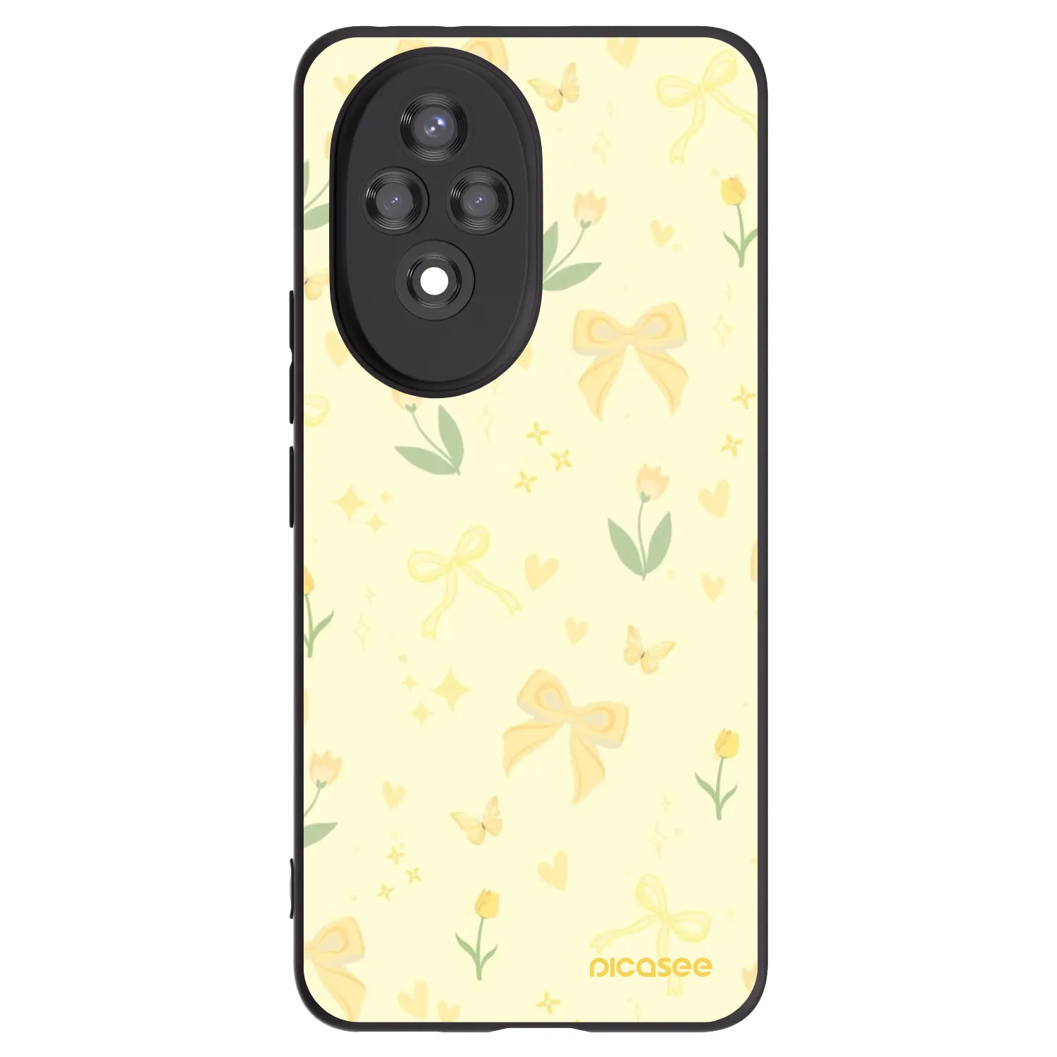 Picasee silikonowe czarne etui na Honor 200 Pro 5G - Honey Blossom