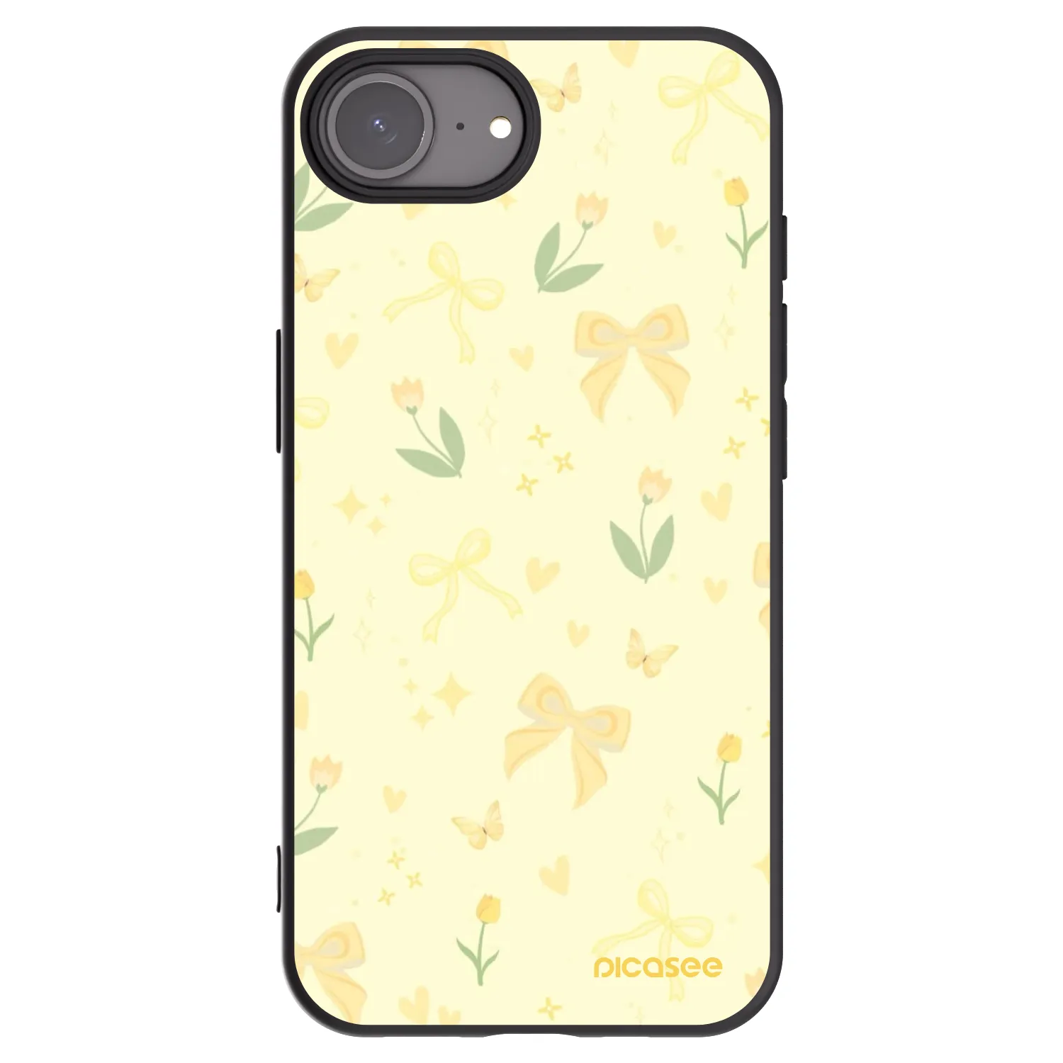 Picasee silikonowe czarne etui na Apple iPhone 16e - Honey Blossom