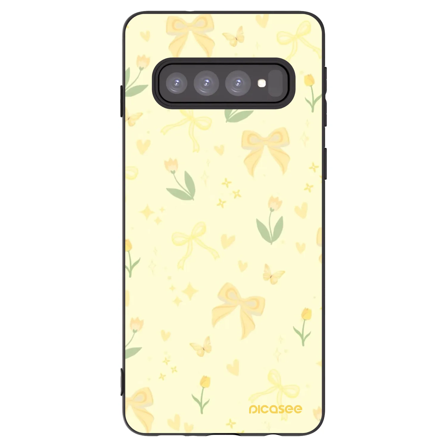 Picasee silikonowe czarne etui na Samsung Galaxy S10 G973 - Honey Blossom