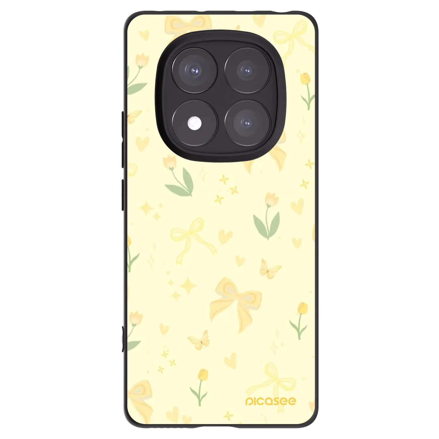 Picasee silikonowe czarne etui na Xiaomi Redmi Note 14 Pro 5G - Honey Blossom
