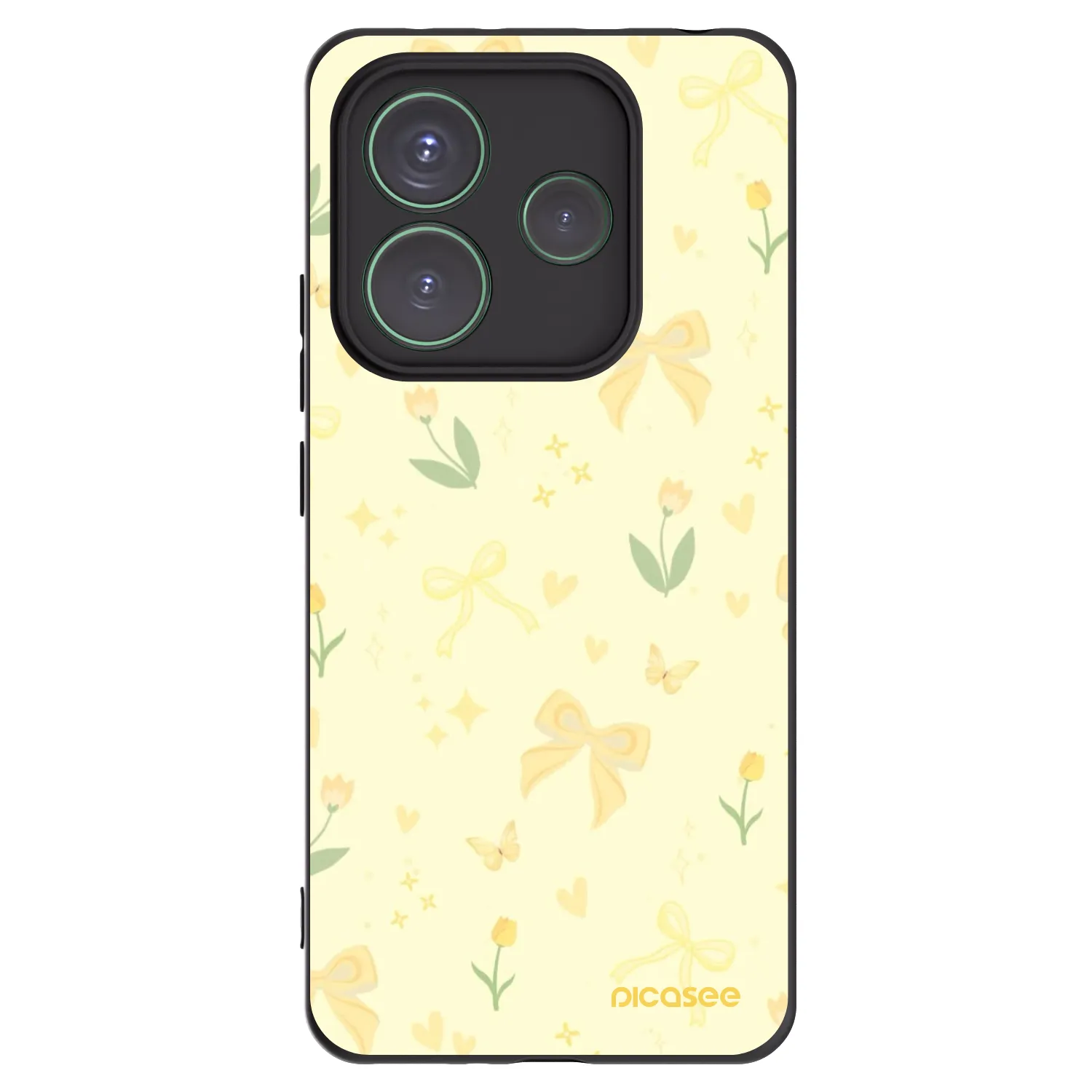 Picasee silikonowe czarne etui na Xiaomi Redmi Note 14 5G - Honey Blossom