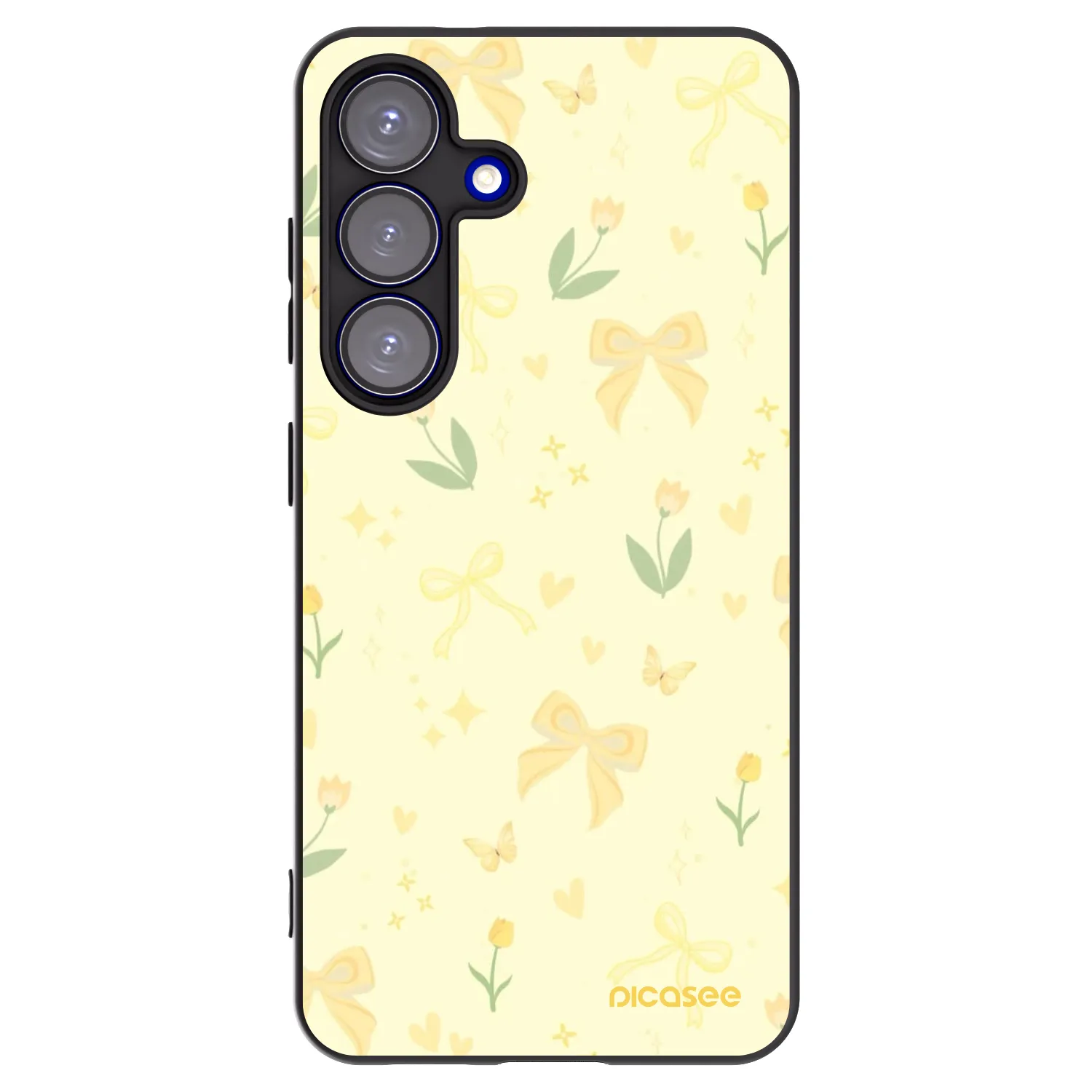 Picasee silikonowe czarne etui na Samsung Galaxy S25 5G - Honey Blossom