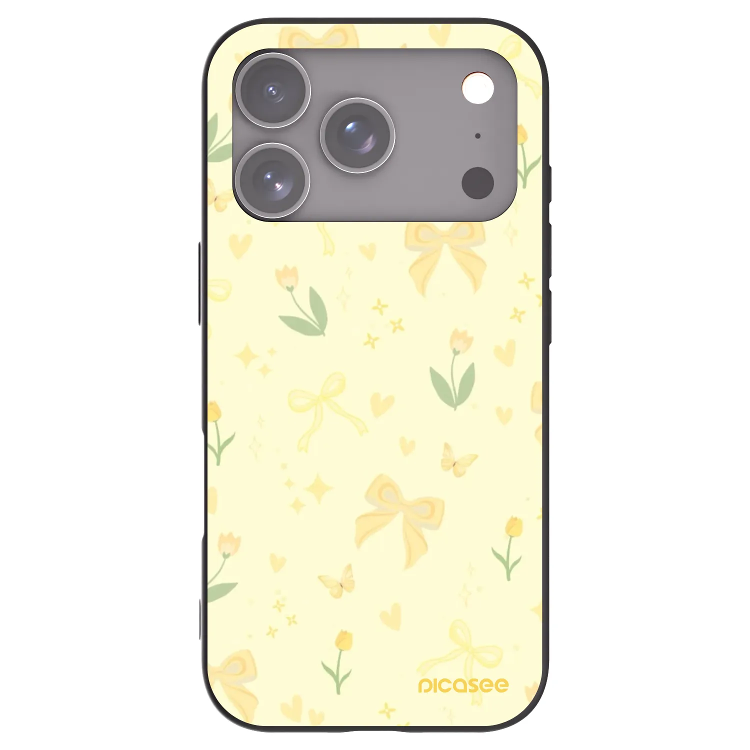 Picasee silikonowe czarne etui na Apple iPhone 17 Pro - Honey Blossom