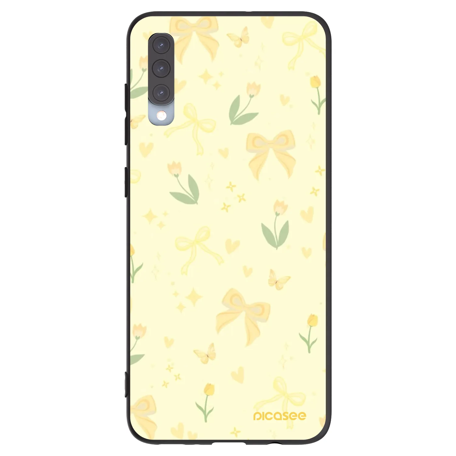 Picasee silikonowe czarne etui na Samsung Galaxy A70 A705F - Honey Blossom