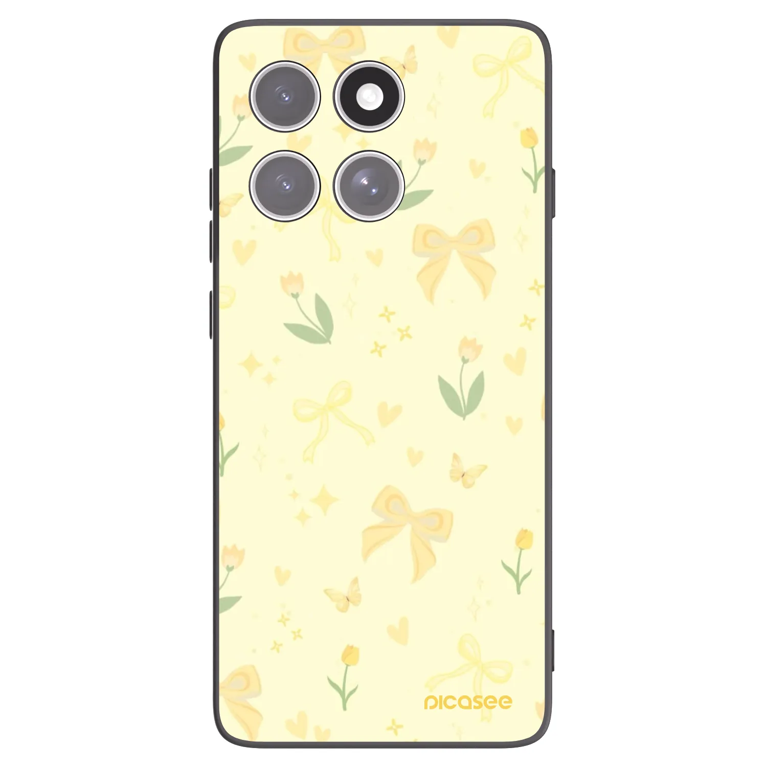 Picasee silikonowe czarne etui na Motorola Edge 60 Fusion - Honey Blossom