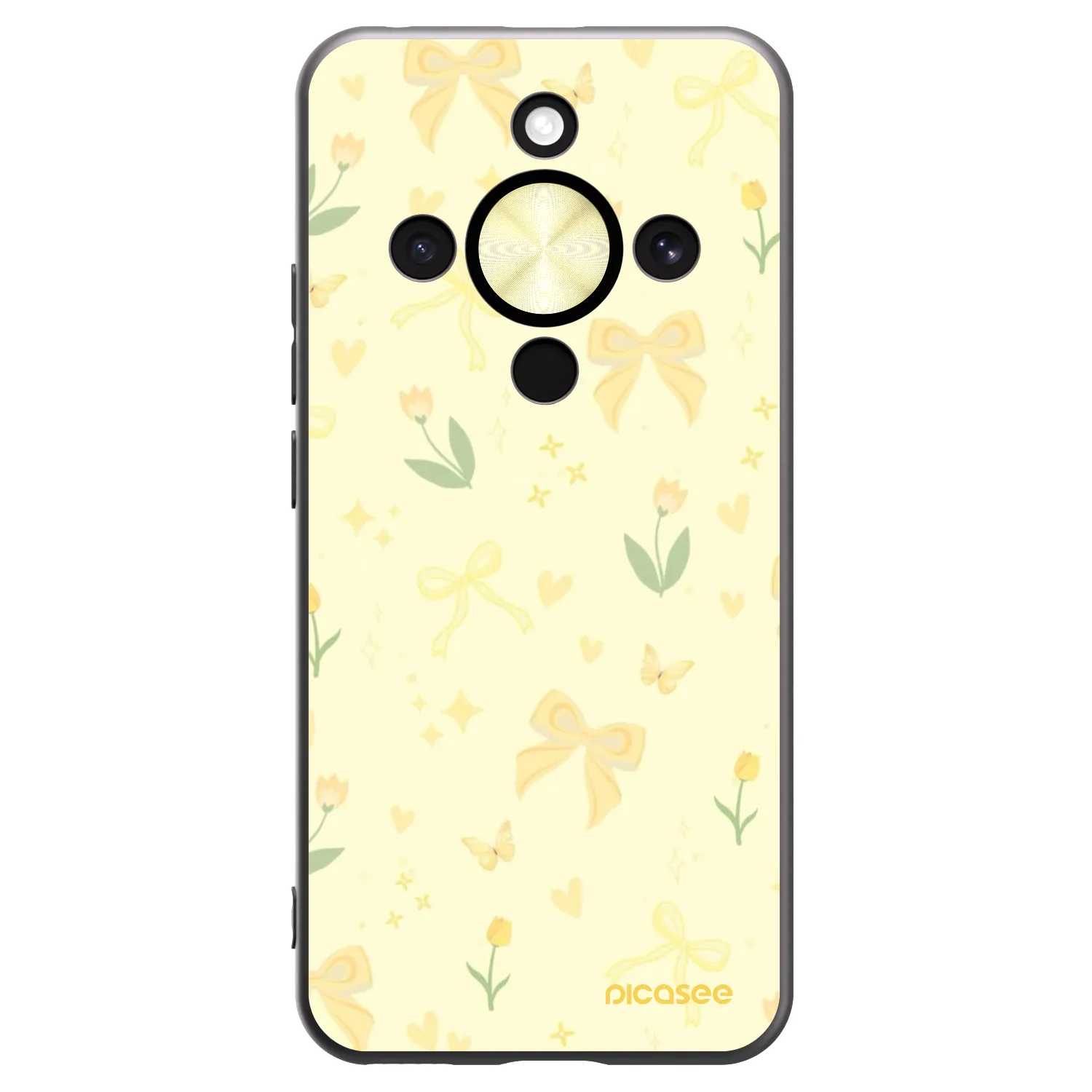 Picasee silikonowe czarne etui na Honor Magic8 Lite 5G - Honey Blossom