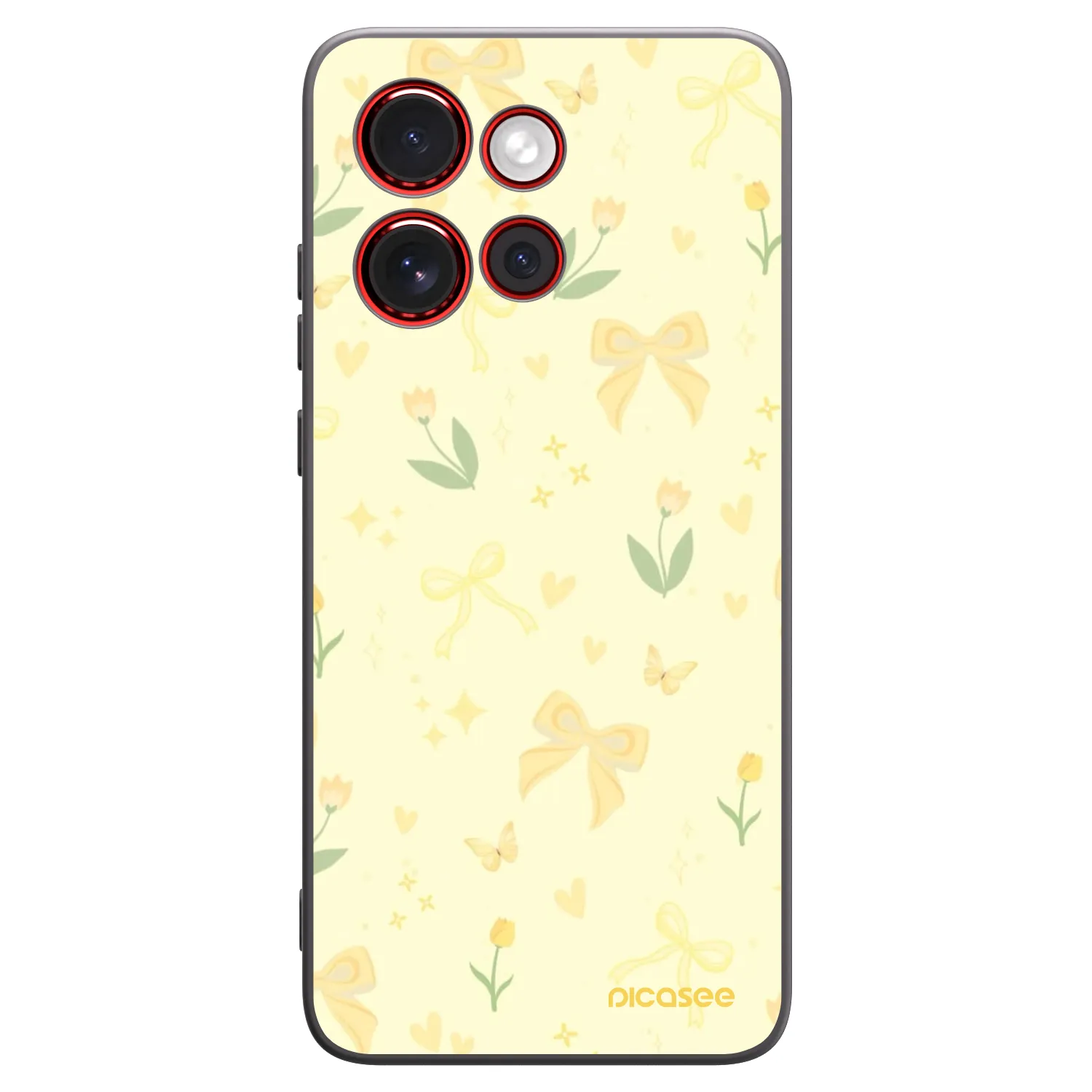 Picasee silikonowe czarne etui na Motorola Edge 60 Neo 5G - Honey Blossom