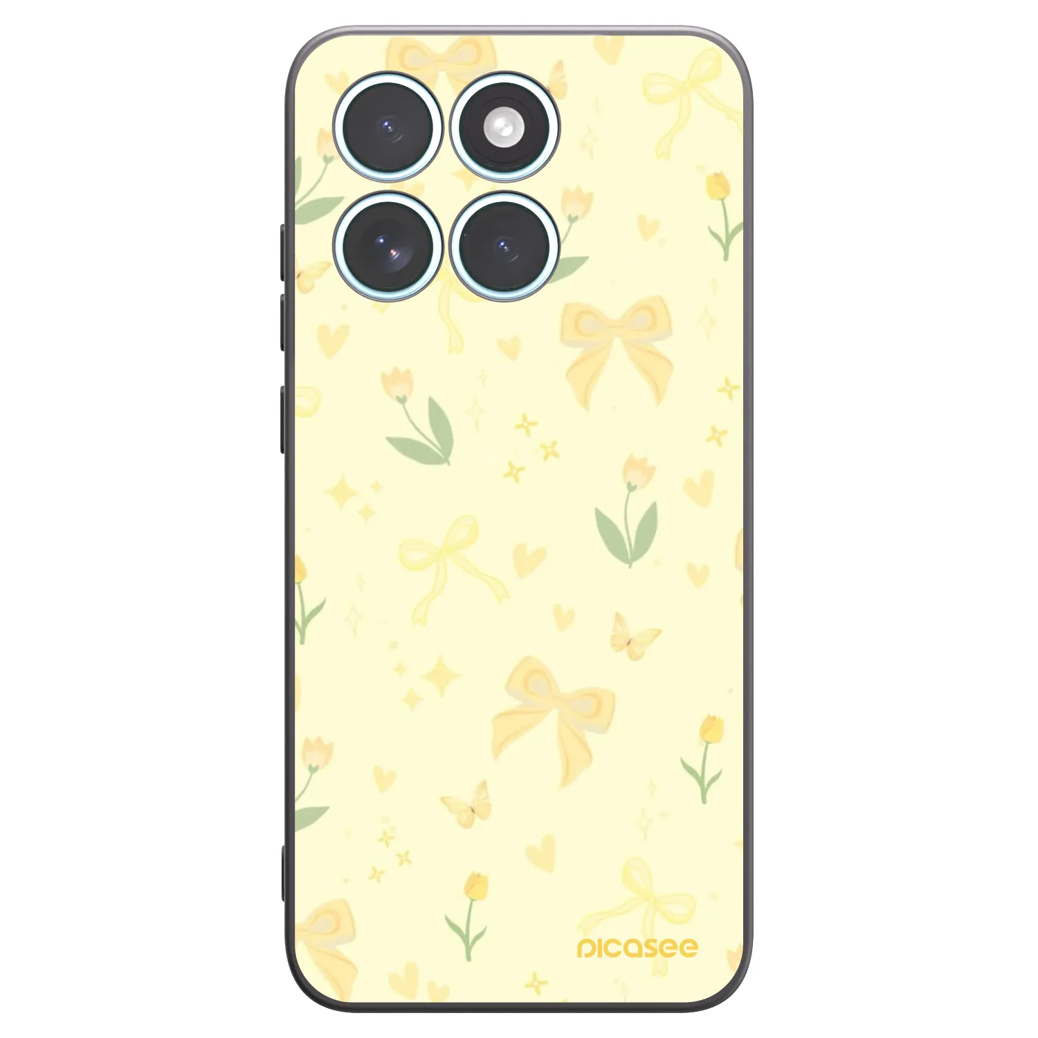 Picasee silikonowe czarne etui na Motorola Edge 70 Fusion - Honey Blossom
