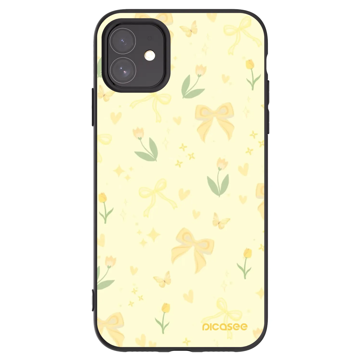 Picasee silikonowe czarne etui na Apple iPhone 11 - Honey Blossom