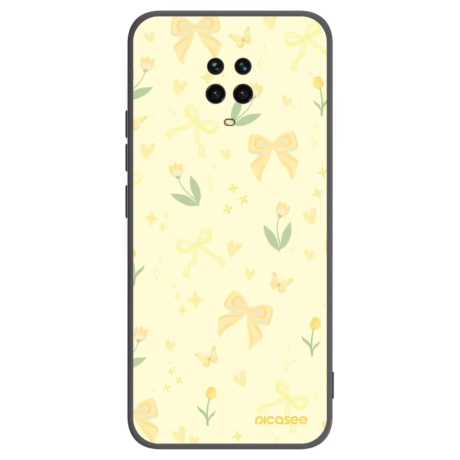 Picasee silikonowe czarne etui na Xiaomi Redmi Note 9 Pro - Honey Blossom