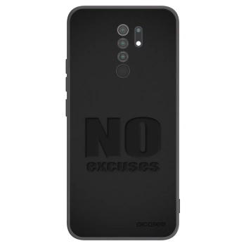 Picasee silikonowe czarne etui na Xiaomi Redmi 9 - No Excuses