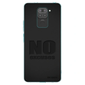 Picasee silikonowe czarne etui na Xiaomi Redmi Note 9 - No Excuses