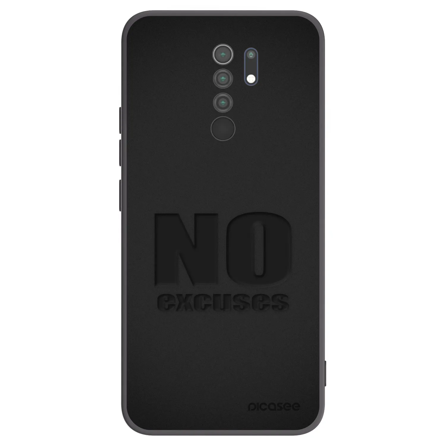 Picasee silikonowe czarne etui na Xiaomi Redmi 9 - No Excuses