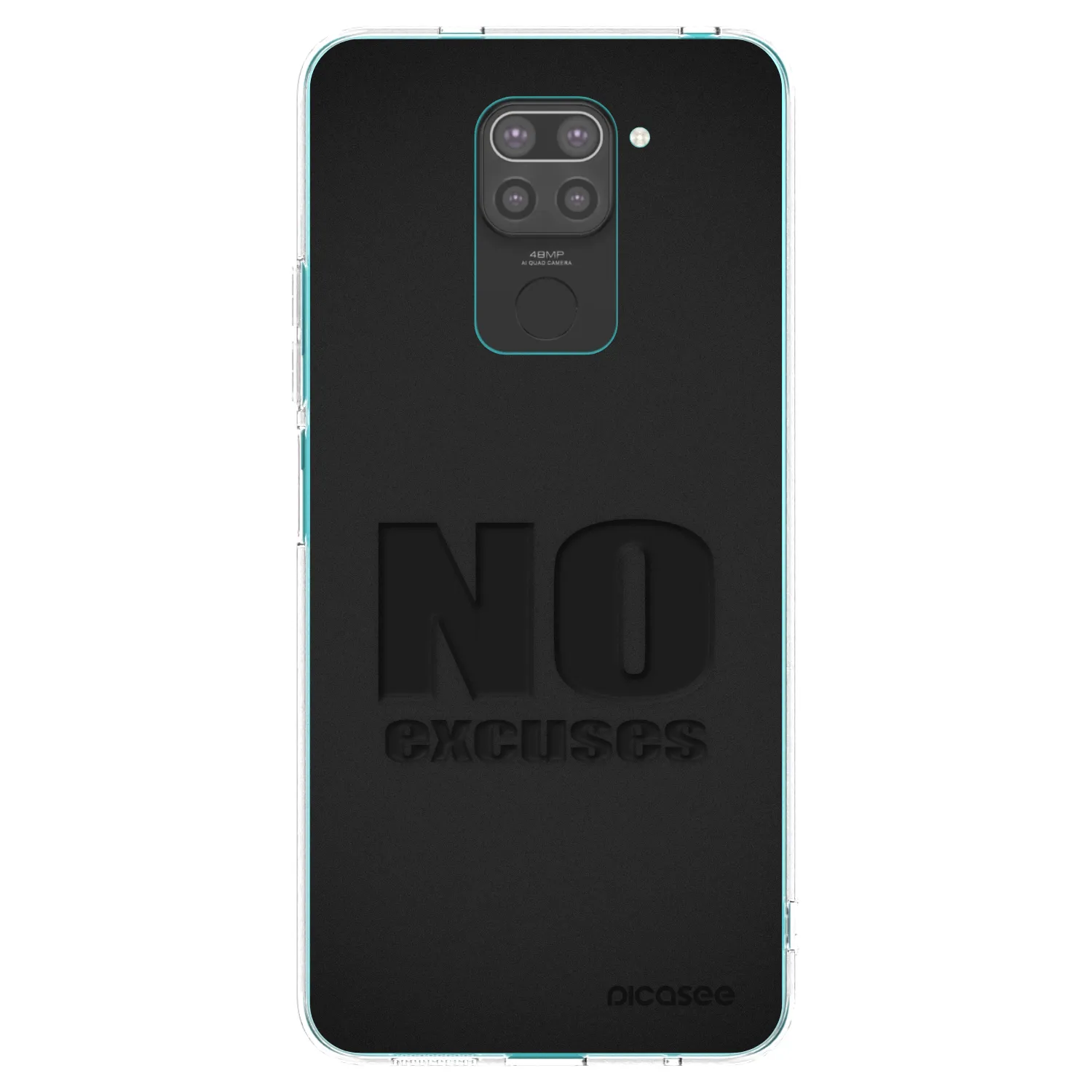 Picasee silikonowe czarne etui na Xiaomi Redmi Note 9 - No Excuses