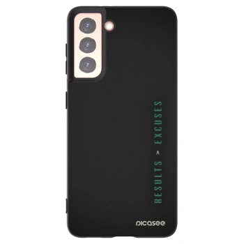 Picasee silikonowe czarne etui na Samsung Galaxy S21 5G G991B - Results x Excuses