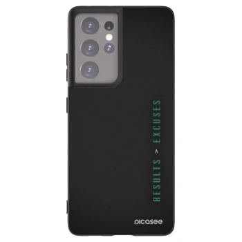 Picasee silikonowe czarne etui na Samsung Galaxy S21 Ultra 5G G998B - Results x Excuses