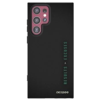 Picasee silikonowe czarne etui na Samsung Galaxy S22 Ultra 5G - Results x Excuses