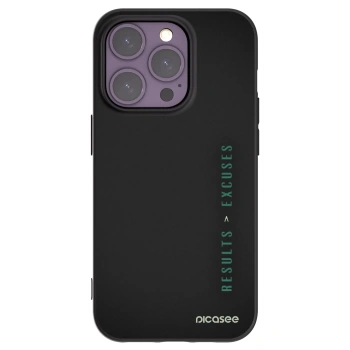 Picasee silikonowe czarne etui na Apple iPhone 14 Pro - Results x Excuses