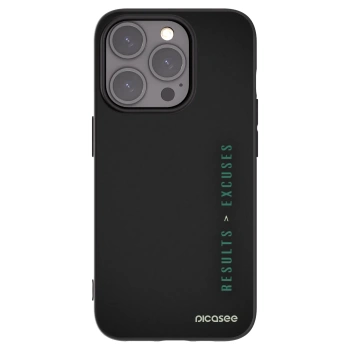 Picasee silikonowe czarne etui na Apple iPhone 15 Pro - Results x Excuses