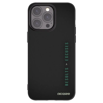 Picasee silikonowe czarne etui na Apple iPhone 15 Pro Max - Results x Excuses