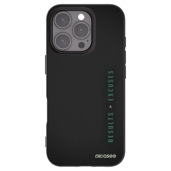 Picasee silikonowe czarne etui na Apple iPhone 16 Pro - Results x Excuses