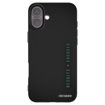 Picasee silikonowe czarne etui na Apple iPhone 16 Plus - Results x Excuses