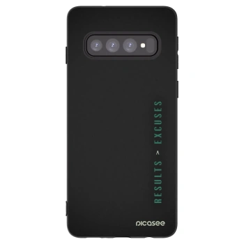 Picasee silikonowe czarne etui na Samsung Galaxy S10 G973 - Results x Excuses