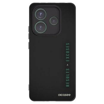 Picasee silikonowe czarne etui na Xiaomi Redmi Note 14 5G - Results x Excuses