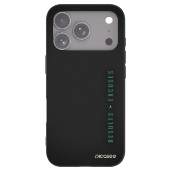 Picasee silikonowe czarne etui na Apple iPhone 17 Pro - Results x Excuses