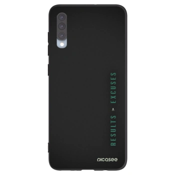 Picasee silikonowe czarne etui na Samsung Galaxy A70 A705F - Results x Excuses