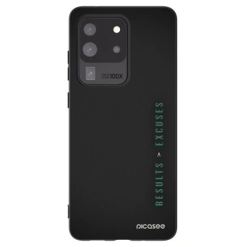Picasee silikonowe czarne etui na Samsung Galaxy S20 Ultra 5G G988F - Results x Excuses