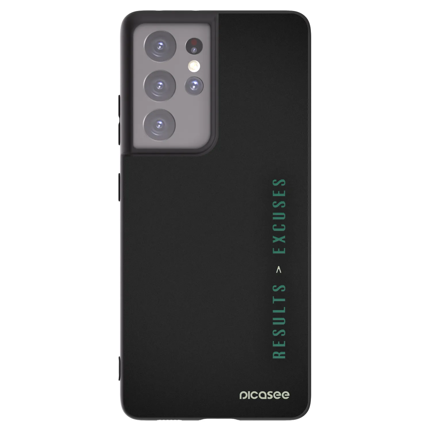 Picasee silikonowe czarne etui na Samsung Galaxy S21 Ultra 5G G998B - Results x Excuses