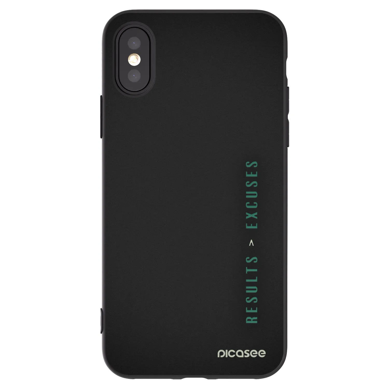 Picasee silikonowe czarne etui na Apple iPhone X/XS - Results x Excuses