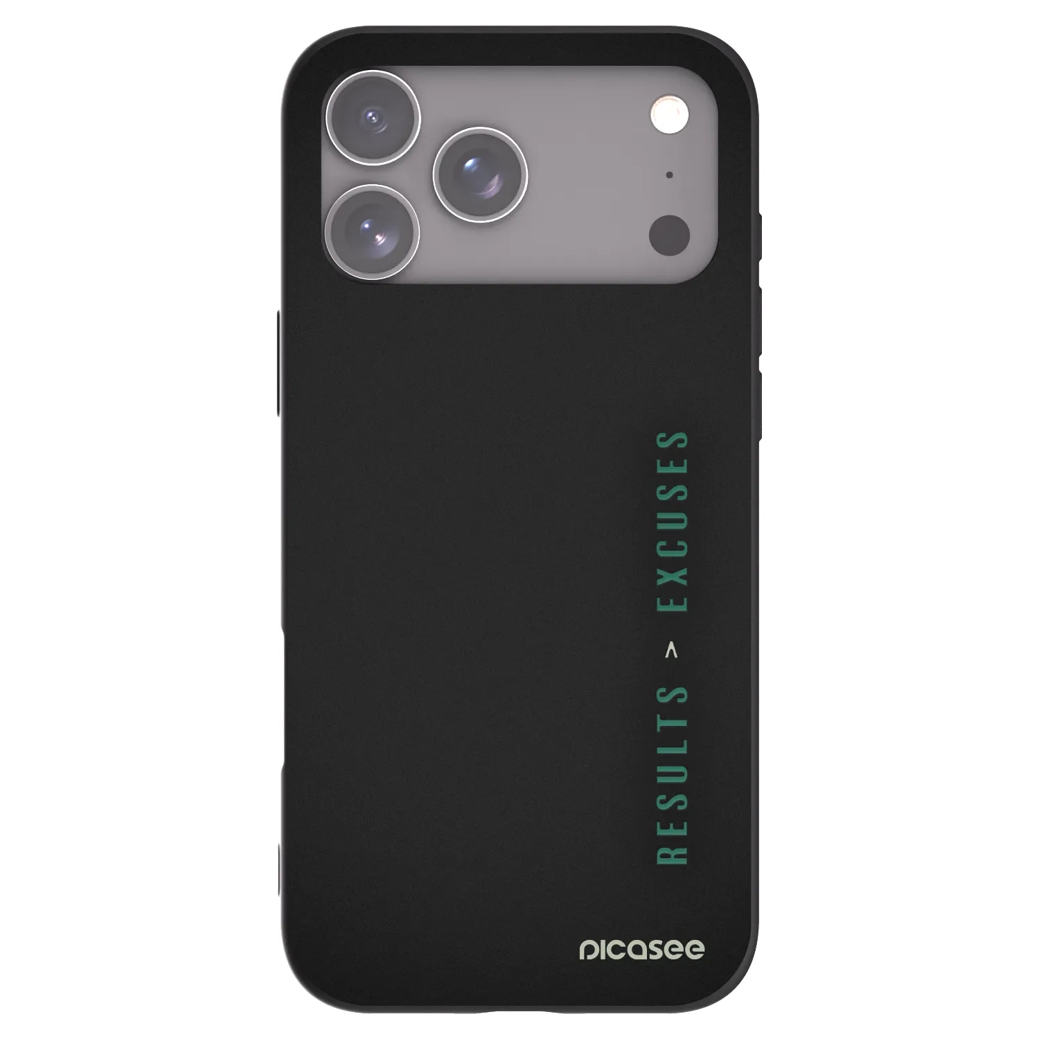 Picasee silikonowe czarne etui na Apple iPhone 17 Pro Max - Results x Excuses