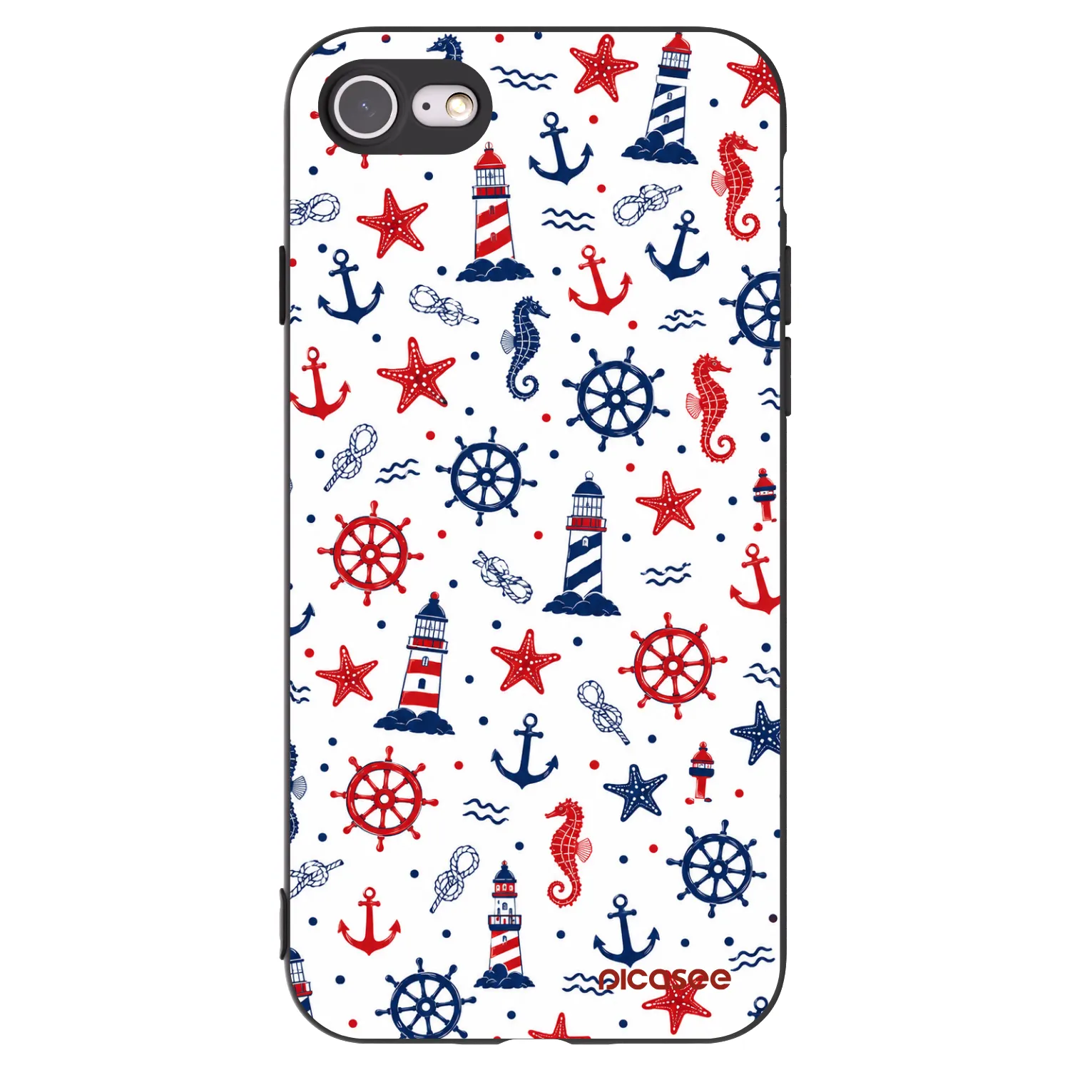 Picasee silikonowe czarne etui na Apple iPhone 8 - Sailor Vibes