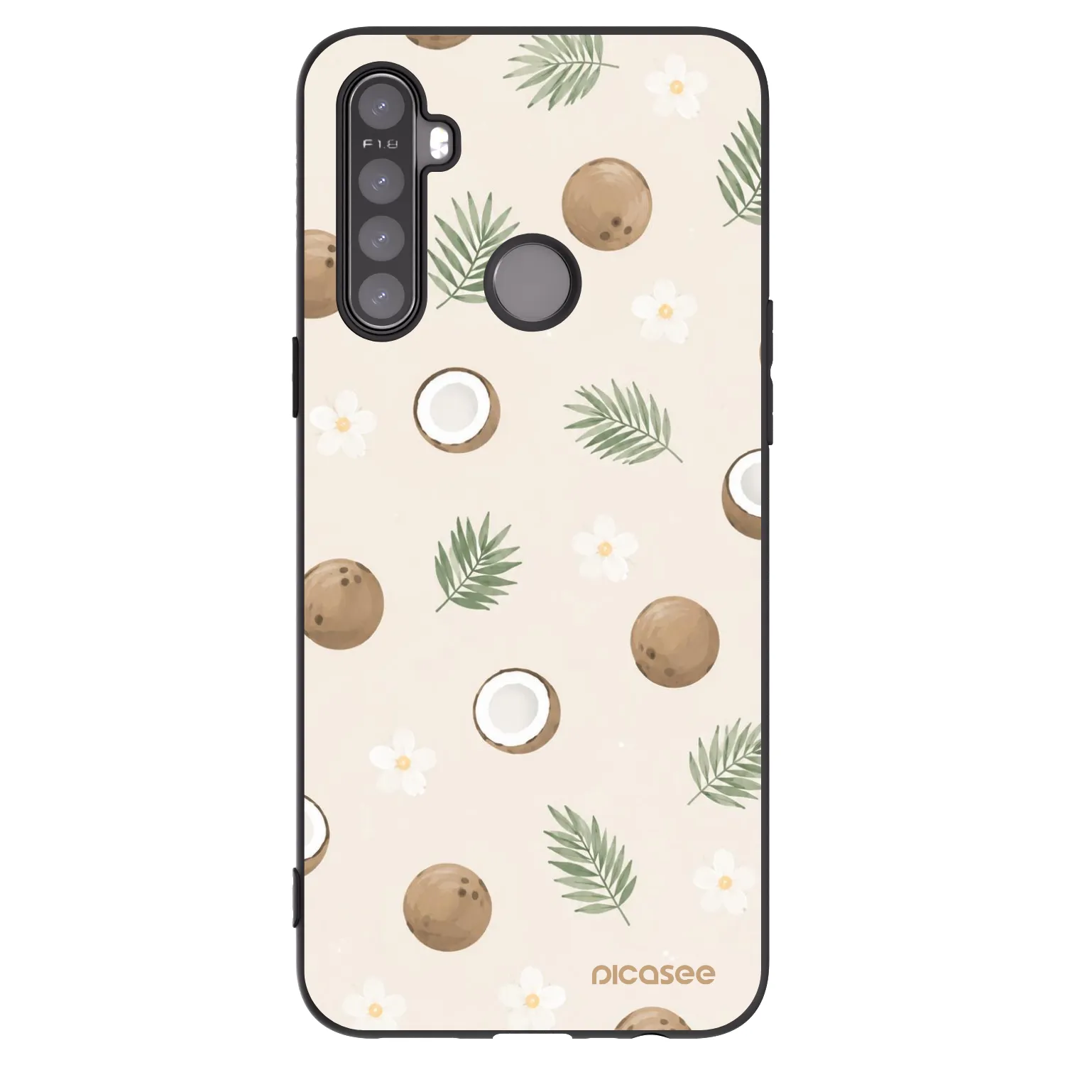 Picasee silikonowe czarne etui na Realme 5 - Coconut Breeze