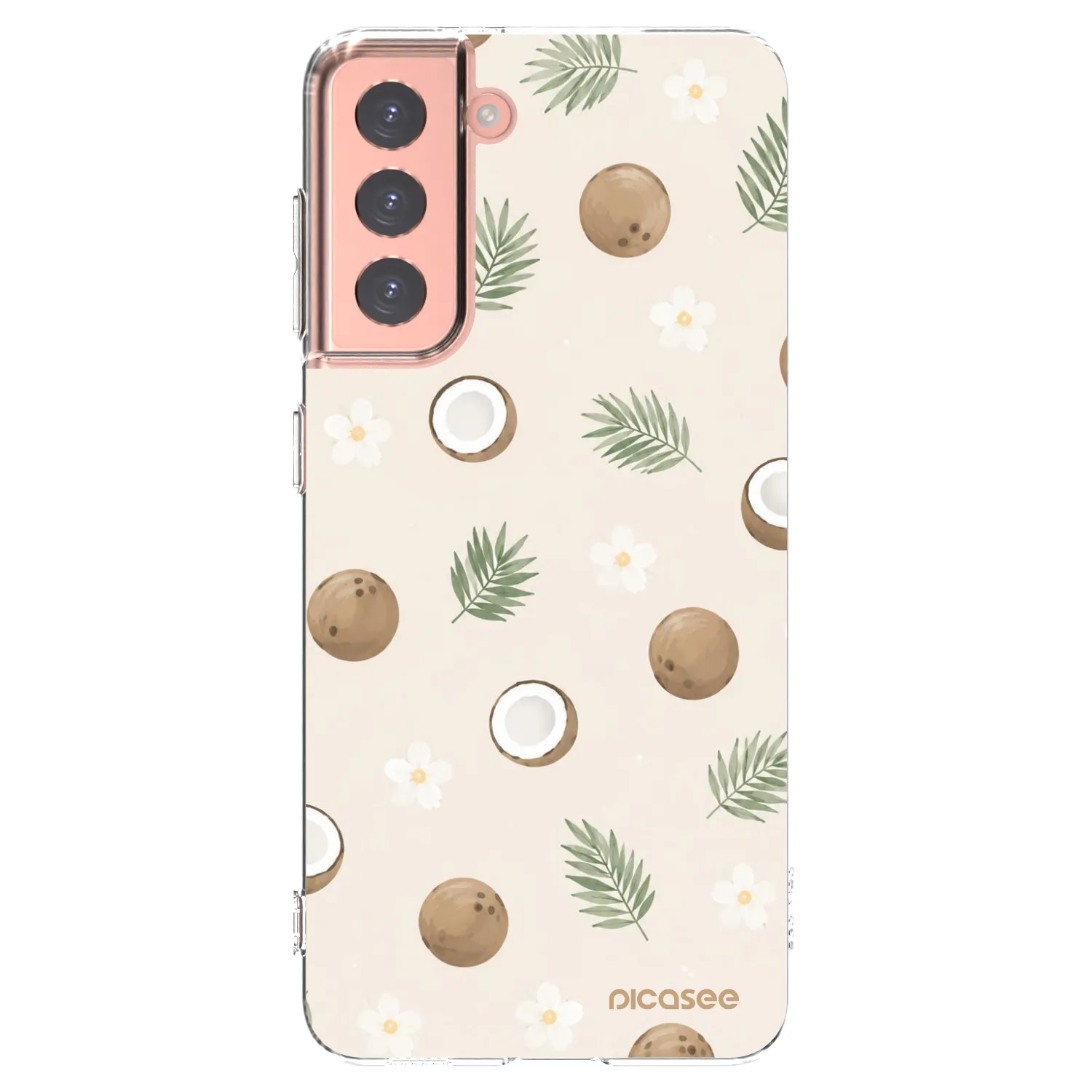 Picasee silikonowe przeźroczyste etui na Samsung Galaxy S21 5G G991B - Coconut Breeze