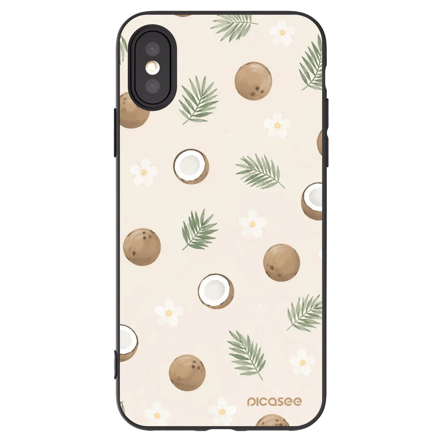 Picasee silikonowe czarne etui na Apple iPhone X/XS - Coconut Breeze