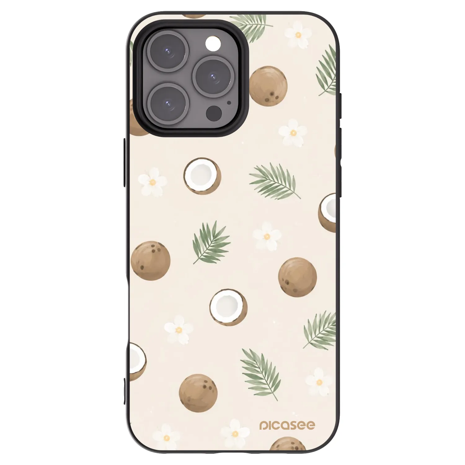 Picasee silikonowe czarne etui na Apple iPhone 16 Pro Max - Coconut Breeze