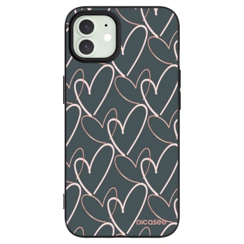 Picasee silikonowe czarne etui na Apple iPhone 12 - Lots of love