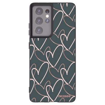 Picasee silikonowe czarne etui na Samsung Galaxy S21 Ultra 5G G998B - Lots of love