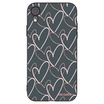 Picasee silikonowe czarne etui na Apple iPhone XR - Lots of love