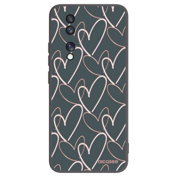 Picasee silikonowe czarne etui na Honor 70 - Lots of love