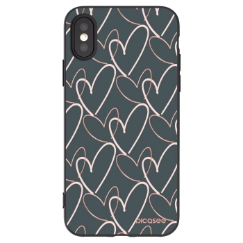 Picasee silikonowe czarne etui na Apple iPhone X/XS - Lots of love